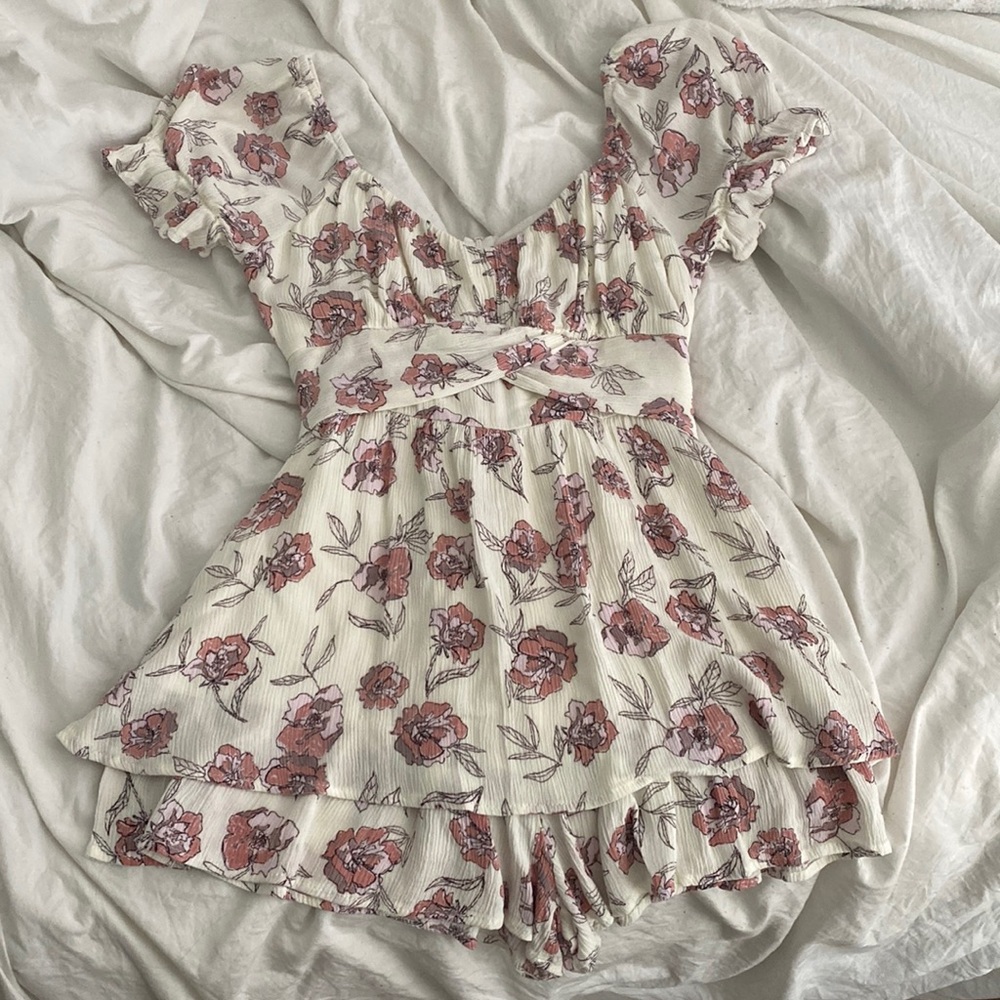 Pink Flower Romper